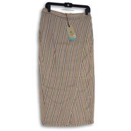 NWT Prana Womens Multicolor Striped Flat Front Pull-On Wrap Skirt Size M