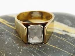 Men's Vintage 14K Yellow Gold Emerald Cut White Sapphire Ring 10.3g