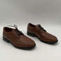 Mens Brown Leather Square Toe Lace-Up Fashionable Oxford Dress Shoes Size 8 image number 4