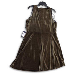 NWT Womens Black Gold Velvet Sleeveless Back Zip Fit & Flare Dress Size 18 alternative image