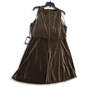 NWT Womens Black Gold Velvet Sleeveless Back Zip Fit & Flare Dress Size 18 image number 2