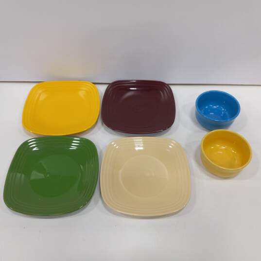 6PC Fiesta Square Plates & Bowls Dinnerwear Bundle image number 2