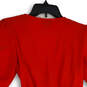 Womens Red Scalloped Wrap Neck Tie Waist 3/4 Sleeve Peplum Blouse Top Sz 2 image number 4