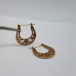 10k Gold Vintage Filigree Hoop Earrings 3.4g