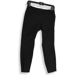 Womens Black Flat Front Straight Leg Side Zip Pull-On Ankle Pants Size 00P