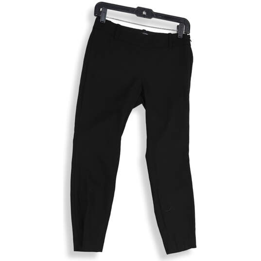 Womens Black Flat Front Straight Leg Side Zip Pull-On Ankle Pants Size 00P image number 1