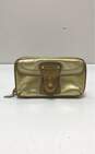 Coach Pebble Leather Turnlock Wallet Wristlet Gold Metallic image number 1