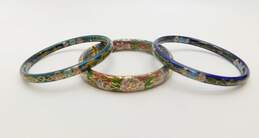 Vintage Cloisonné Multi Colored Floral Enamel Bangle Bracelets 74.5g