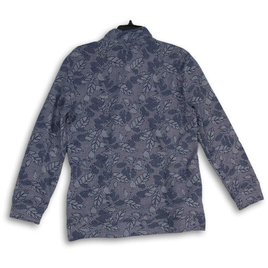 Womens Blue Floral Long Sleeve Mock Neck Pullover Sweatshirt Size Medium image number 2