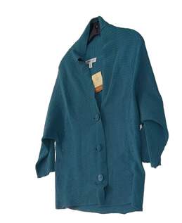 NWT Womens Teal Dolman Sleeve Button Front Cardigan Sweater Size L alternative image