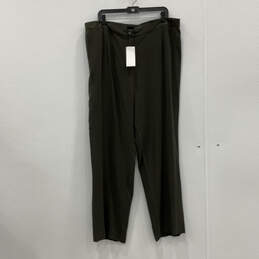 NWT Womens Green Flat Front Straight Leg Pull-On Ankle Pants Size 2X