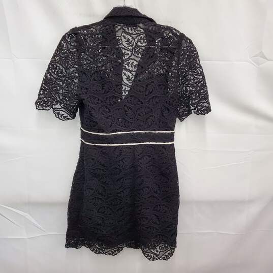NWT Sandro Livy Paris WM's Black & White Brocade Lace Snap Button Mini Dress Size 6 image number 3