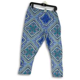 NWT French Laundry Womens Blue Geometric Print Pull-On Ankle Leggings Size 3X