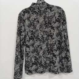 Womens Gray Black Leaf Print Long Sleeve Turtleneck T Shirt Size Medium alternative image