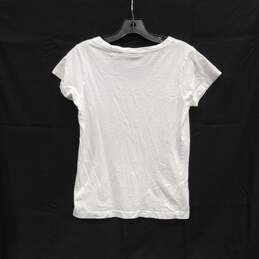 Womens White Cotton Graphic Print Crew Neck Short Sleeve Pullover T Shirt Size M alternative image