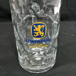 2 Lowenbrau 1 Liter Heavy Glass Thumbprint Beer Mugs alternative image