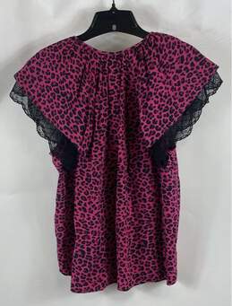 NWT Zadig & Voltaire Womens Pink Leopard Flutter Short Sleeve Blouse Top Size S alternative image