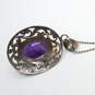 Sterling Silver Amethyst Scroll Pendant Rope Twist Necklace 18 1/2 18.4g image number 3