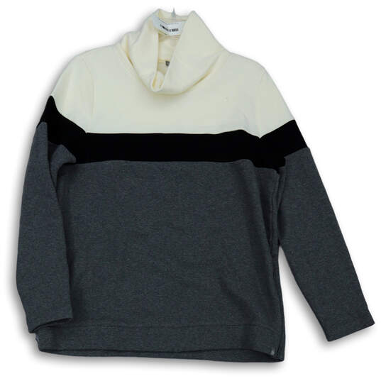 Mens Multicolor Colorblock Long Sleeve Turtleneck Pullover Sweater Size M image number 1