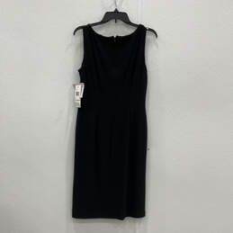 NWT Women Black Sequin Round Neck Sleeveless Back Zip Sheath Dress Size 6 alternative image