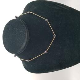 14k Gold Black Faceted Bead Station 15in Necklace 4.3g