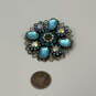 Designer Liz Palacios Gold-Tone Rhinestone Turquoise Crystals Brooch Pin image number 3