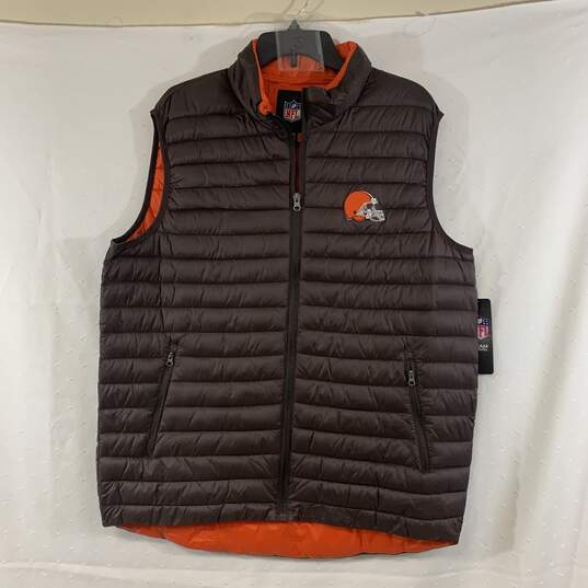 Men's Brown NFL Cleveland Browns Puffer Vest, Sz. XL image number 1