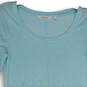 Womens Blue Scoop Neck High Low Hem 3/4 Sleeve Pullover Blouse Top Size XS image number 3