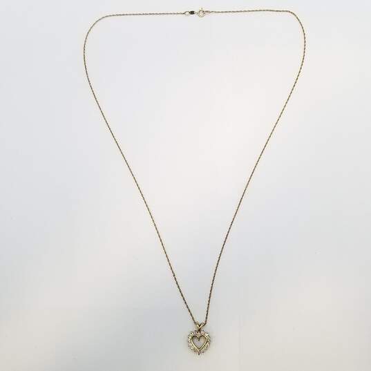 14K Gold Diamond Heart Pendant Necklace 4.4g image number 5
