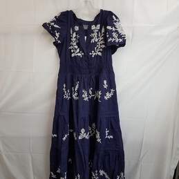 Anthropologie Women's Somerset Maxi Dress Embroidered Navy Edition Size XL