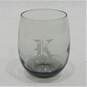 Vintage MCM Smoky Gray Glass Etched K Monogram Stemless Wine Glasses Set of 6 image number 4