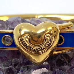 Designer Juicy Couture Gold-Tone Blue Enamel Hinged Bangle Bracelet alternative image