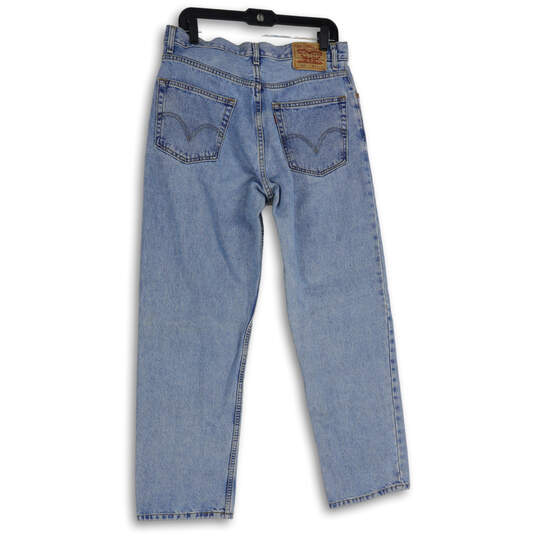Mens Blue Denim Medium Wash 5-Pocket Design Straight Leg Jeans Size 33x32 image number 2