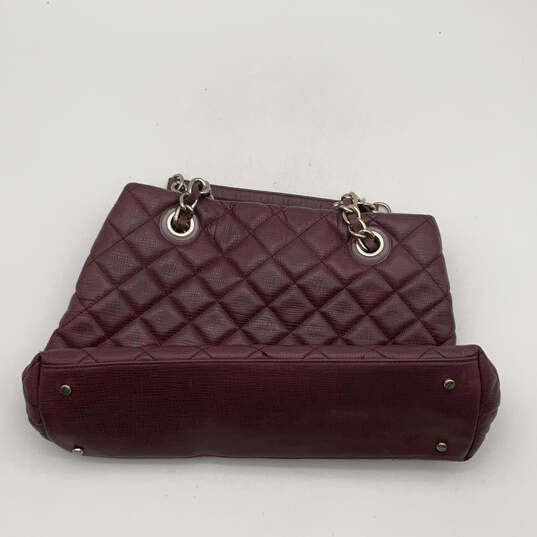 Womens Natalia Maroon Leather Chain Strap Bottom Studs Quilted Tote Bag image number 2