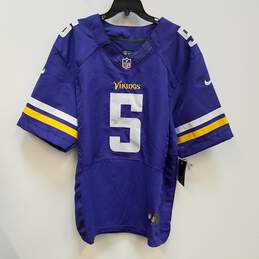 NWT Mens Purple Minnesota Vikings Teddy Bridgewater #5 NFL Jersey Size 52