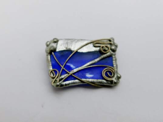 Artisan Mixed Metals & Glass Contemporary Brooches image number 3