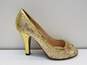 Metallic Gold Tone Peep-Toe Pumps Women's Size 38.5 (Authenticated) image number 1
