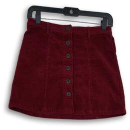 Forever 21 Womens Red Corduroy Front Button Mini Skirt Size Small