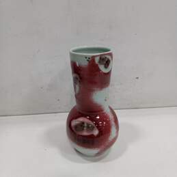 Handmade Ceramic Red & Gray Glazed Pottery Vase