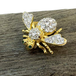 Designer Joan Rivers Gold-Tone Rhinestone Bee Fashionable Pin Brooch