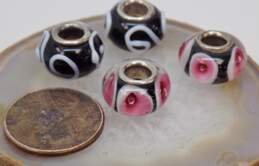 925 Black, White & Pink Art Glass Charm Lot alternative image