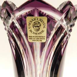 Caesar Lead Crystal Czech Bohemia Hand Cut Purple 8 Inch Vase alternative image