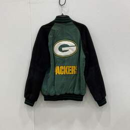 NFL Mens Green Black Suede Green Bay Packers Full-Zip Football Jacket Size M alternative image