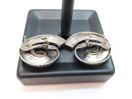 Vintage Brand Sterling Silver Marcasite Swirl Omega Pierced Earrings 32.1g alternative image