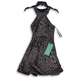 NWT B. Smart Womens Black Glitter Round Neck Sleeveless Back Zip A-Line Dress 1