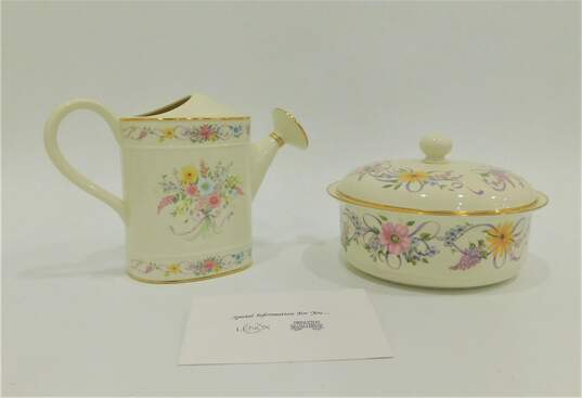 Vintage Lenox Constitution Covered Server Bowl & Watering Can w/ COA image number 1