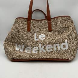 Anthropologie Womens Brown Cheetah Print Le Weekend Vacation Tote Bag