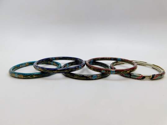 Vintage Chinese Cloisonné Enamel Bangle Bracelets 104.1g image number 1