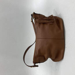 Womens Brown Leather Inner Zip Pocket Tassel Charm Shoulder Bag Purse alternative image