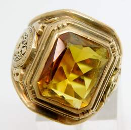 Vintage 10K Gold Yellow Sapphire Class Ring Size 10 12.8g